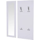 3-teiliges Garderoben-Set Flurgaderobe mit Schuhschrank Garderobe Wandspiegel 4 Haken Weiß 30 x 100 cm