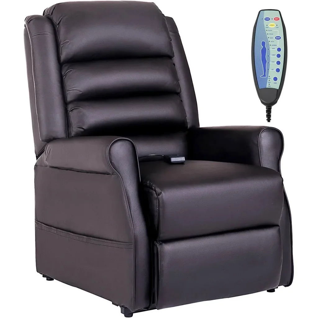 Massagesessel Aufstehsessel für Senior Elektrischer Relaxsessel Fernsehsessel mit Wärmefunktion Liegefunktion Aufstehhil