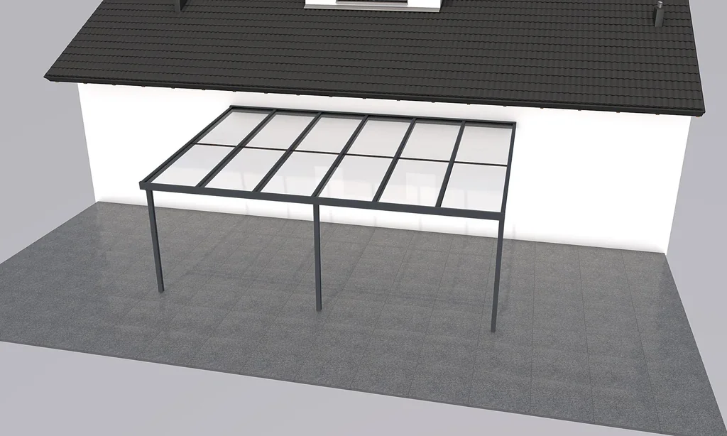 Terrassendach Premium, anthrazit, 6110 x 4060 mm - 10mm Verbundsicherheitsglas (VSG)