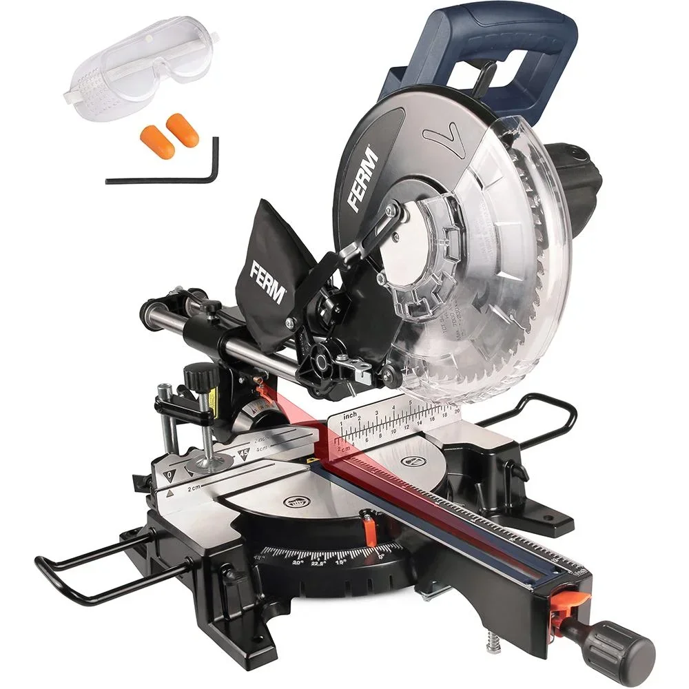 MSM1038 Radial-Gehrungssäge 1900W - 255mm - Laserführung - Spindelarretierung - Inkl. 255mm TCT Sägeblatt (T60), Staubsa
