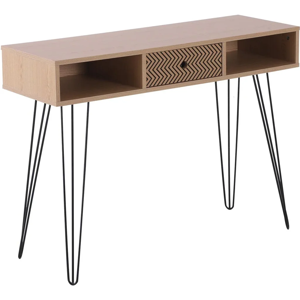 Schreibtisch PC-Tisch Bürotisch Arbeitstisch Computertisch mit Zickzackmuster Natur 100 x 34,5 x 74,5 cm