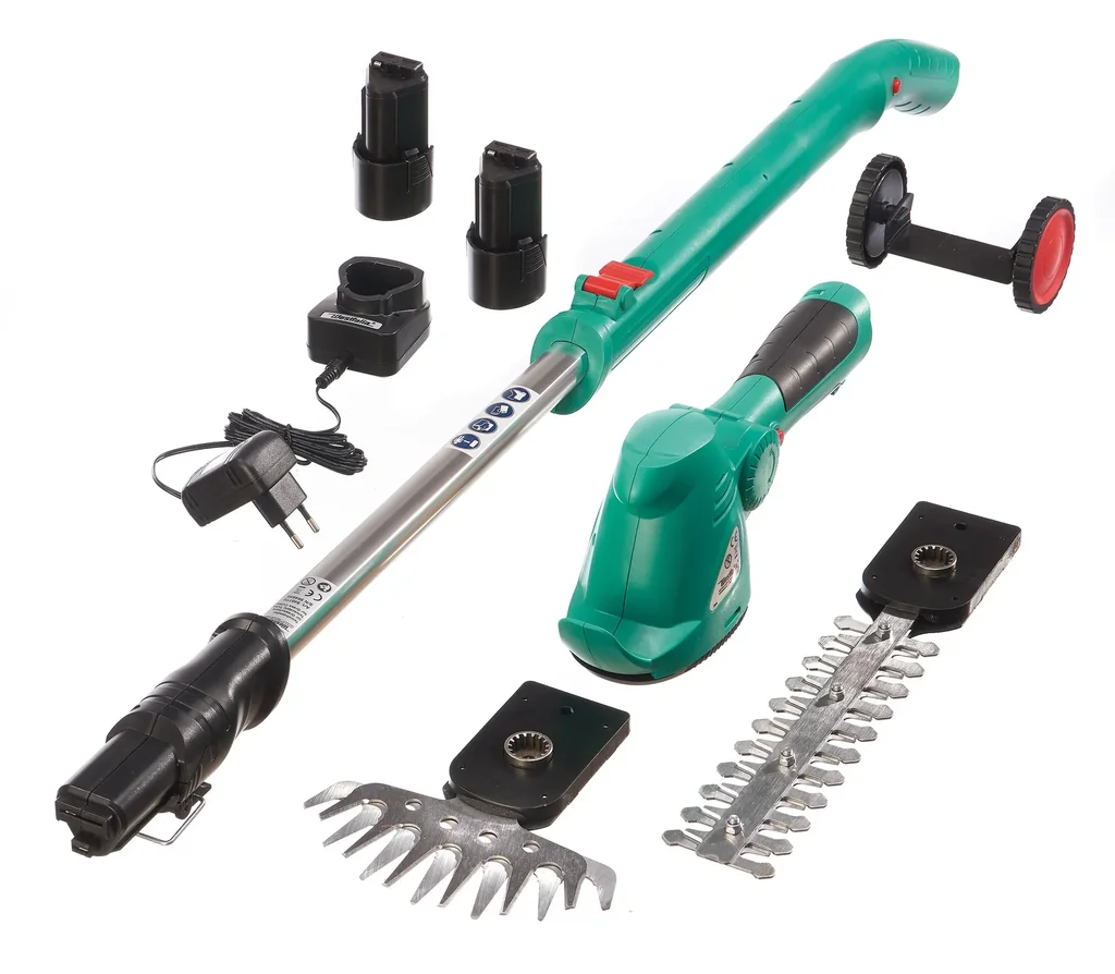 Akku Gras- & Strauchschere 10,8 Volt mit Fahrstock inklusiver Ersatzakku