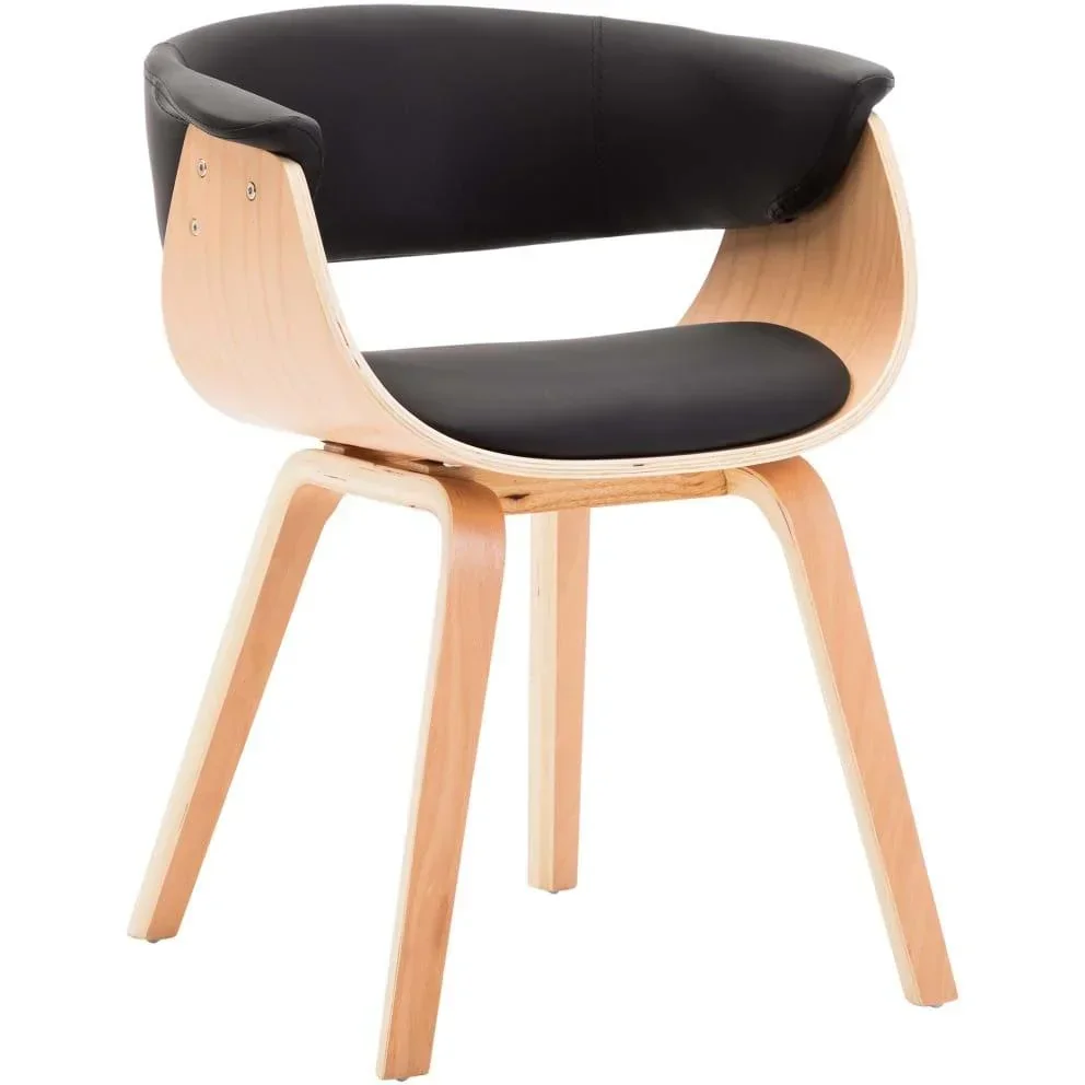 Esszimmerstuhl gebogenes Holz und Kunstleder schwarz