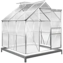 Aluminium-Gewächshaus 5,85 m³ mit Oberlicht, Regenrinne und Fundament