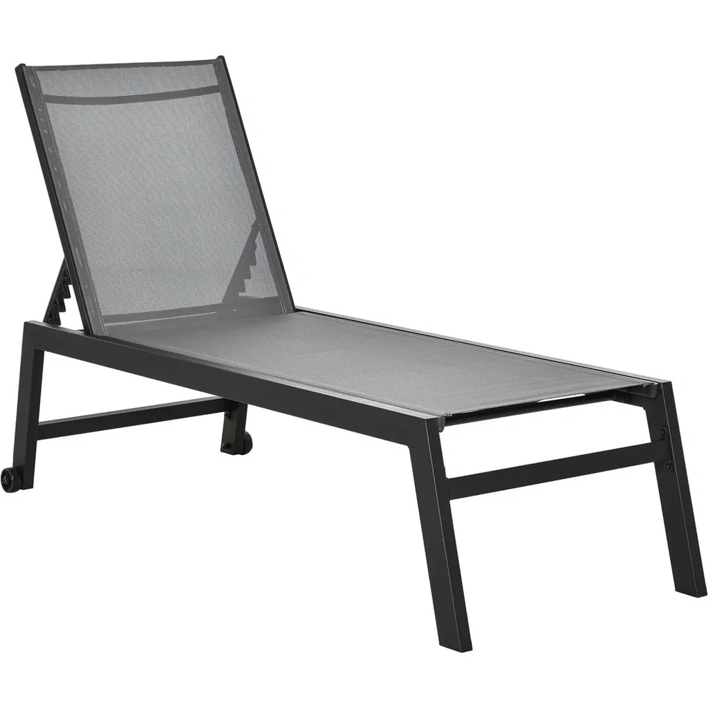 Sonnenliege, Gartenliege, Relaxliege, 5-stufige Rückenlehne, Gartenmöbel Alu, Grau, 169 x 65 x 102 cm Sonnenliege Garten