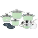 Herenthal - Komplette 12-teilige Töpfe und Pfannen - Edelstahl - Grün