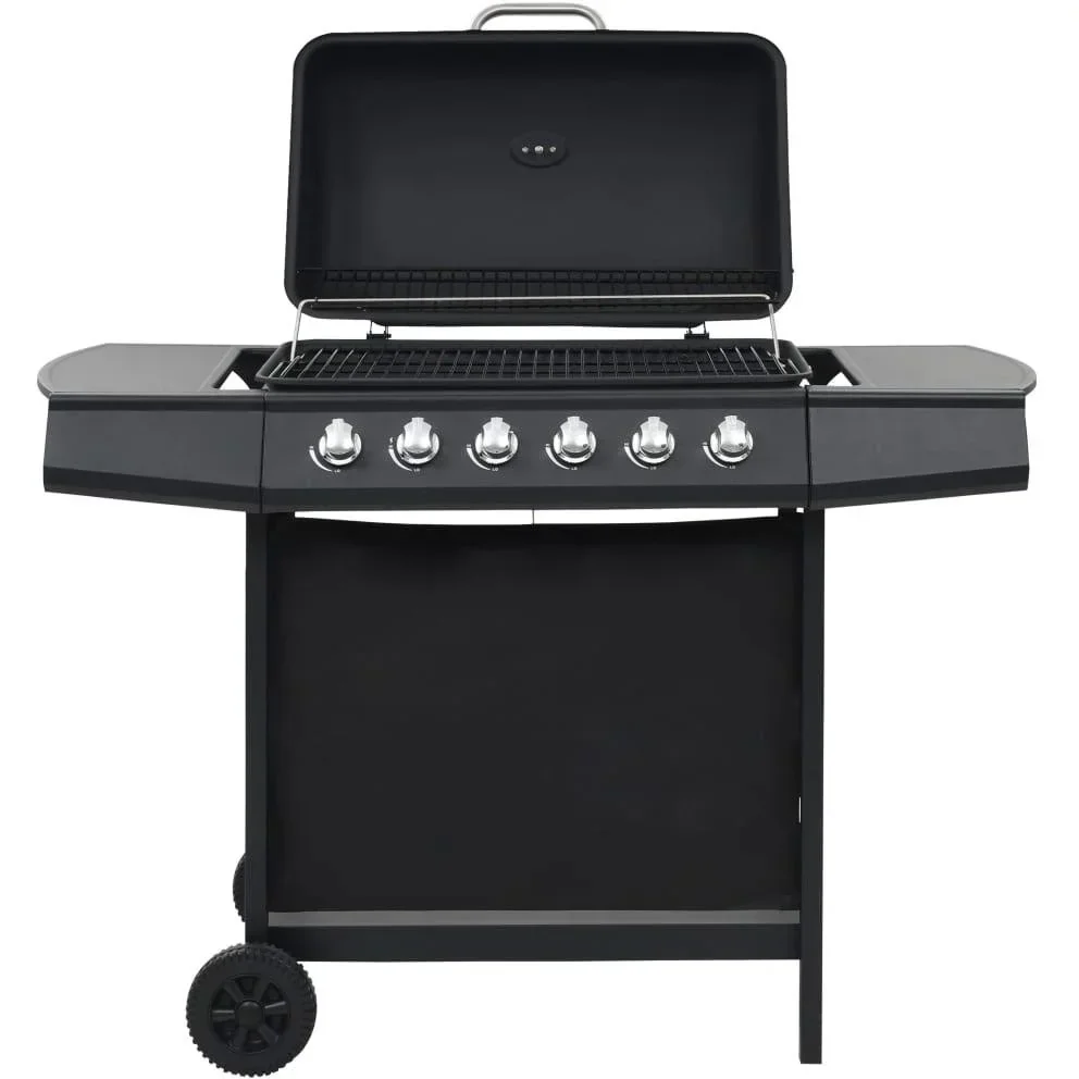 Gasgrill mit 6 Kochstellen Stahl schwarz