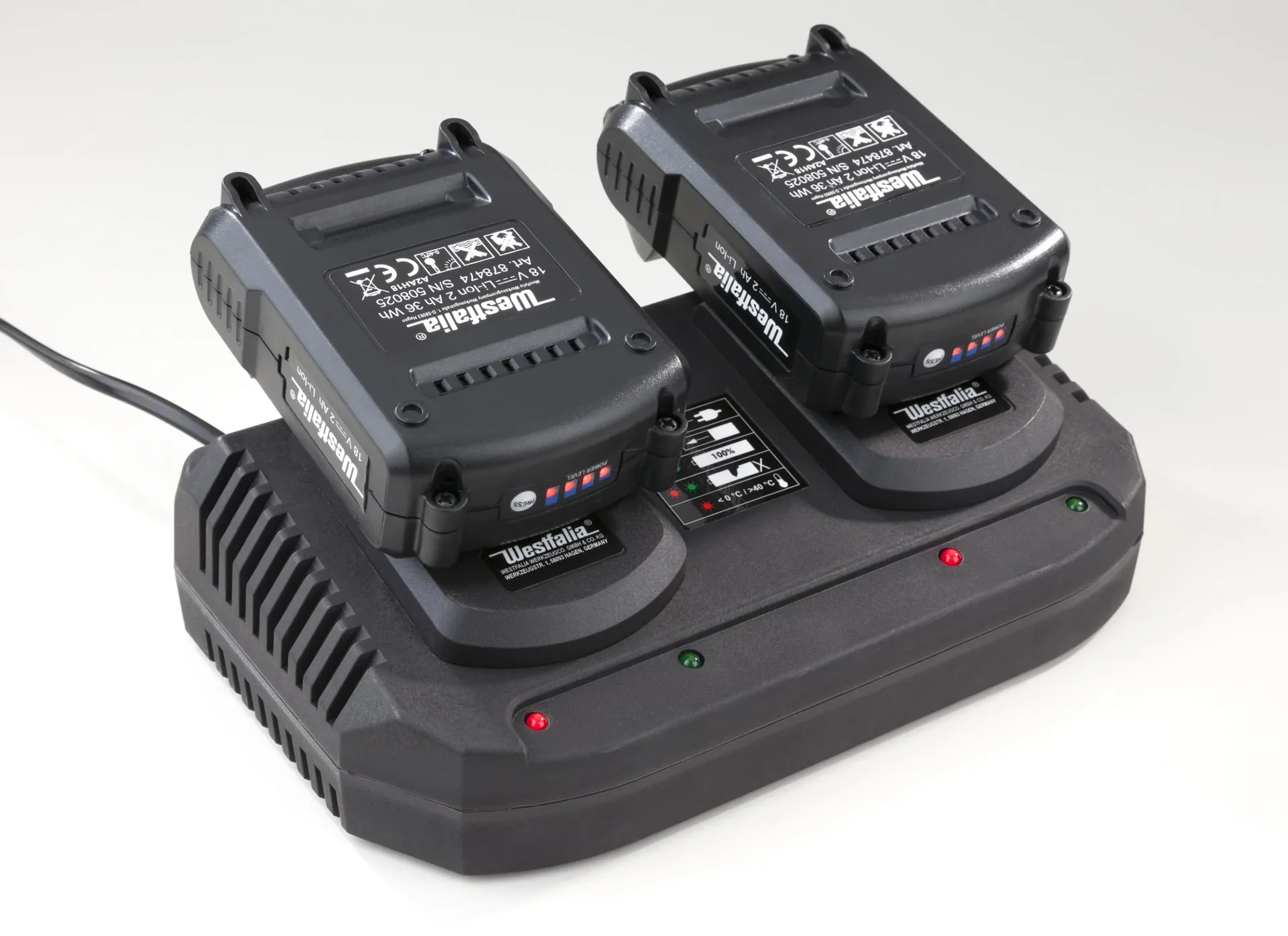 Akku-Set 2 x 18 Volt Akku 2 Ah + 1 x Doppel - Schnellladegerät