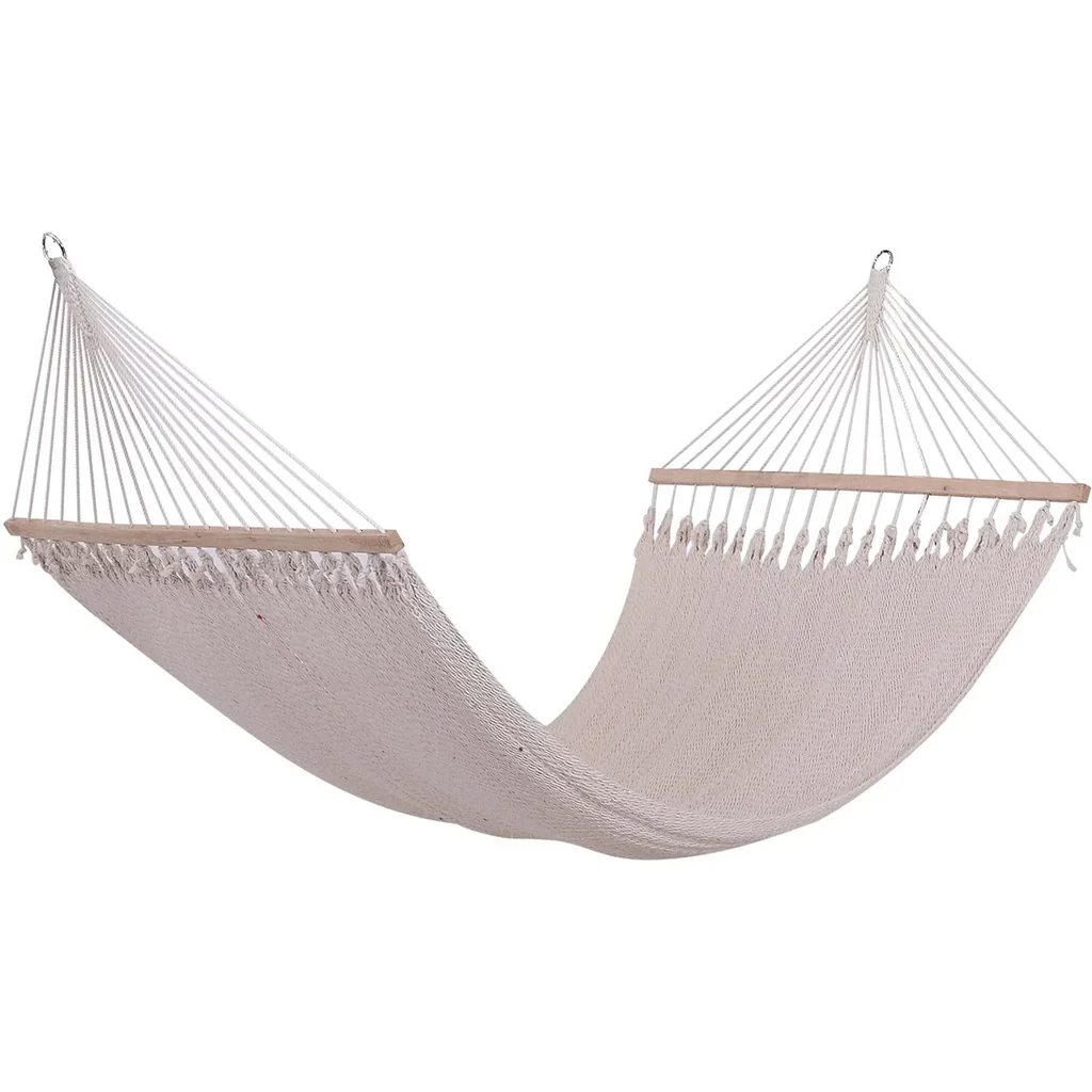 Stabhängematte Doppel Hängematte wetterfest UV-beständig 2,1 x 1,5 m bis 200 kg Polyester Cremeweiß