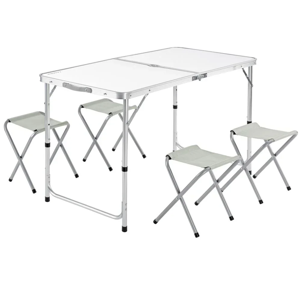 Klappbare Campingbank 5 Stück weißes Aluminium
