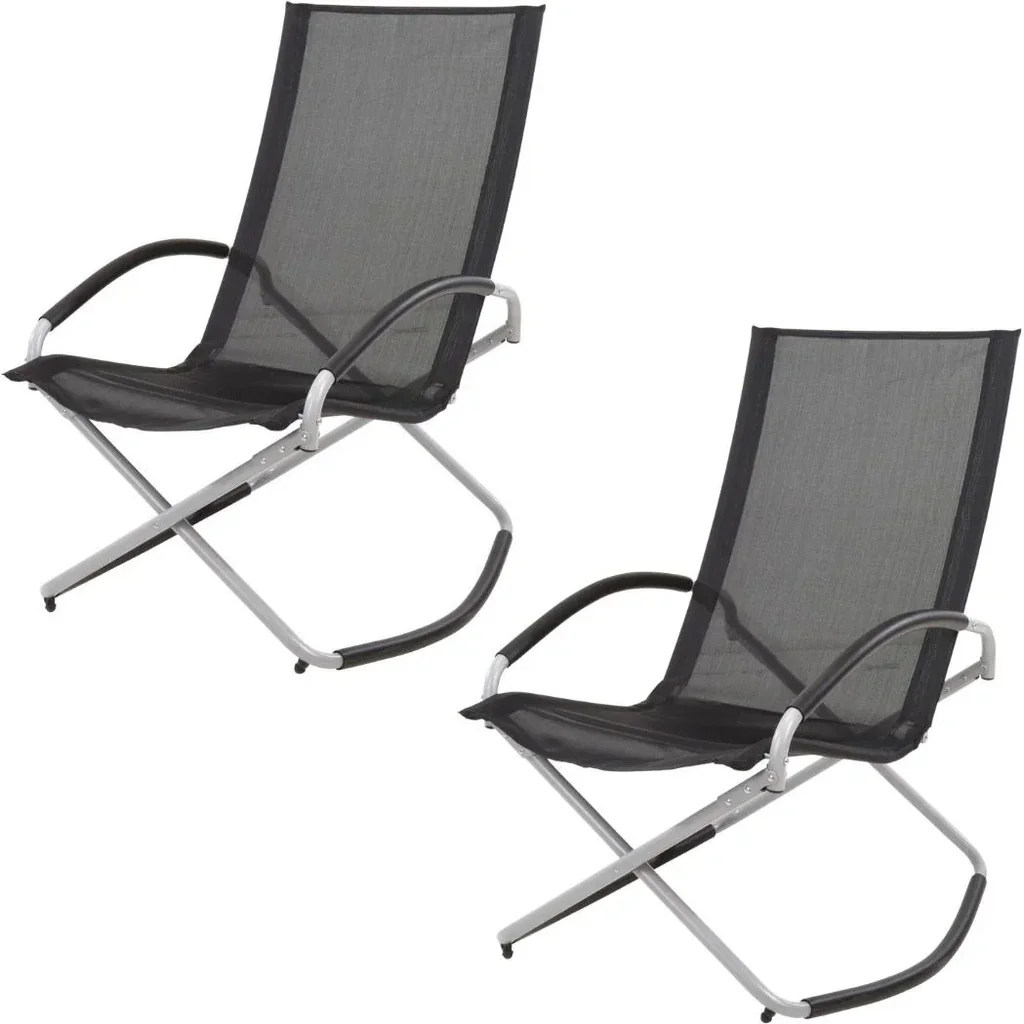 Pro Garden Klappbarer Schaukelstuhl - Schwarz - 70x90x98cm - 2 KÄUFE