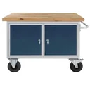 Tischwagen Etagenwagen RAL7035/7016 - 2 Schränke + 2 Fachboden, B1300xT600xH827mm