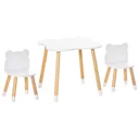 3-teiliges Kindertisch-Set bogenförmige Kindersitzgruppe Tisch mit 2 Stühlen MDF Tischbeine aus Kiefernholz Weiß+Naturho