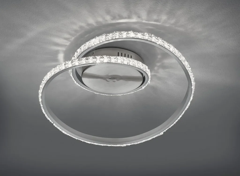 LED-Deckenleuchte RUBIN, 19 W RGBW, 3000K, 1700 lm, Fernbedienung, Alu gebürstet, Kristall-Cover