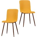 2er-Set Esszimmerstuhl Küchenstuhl Polsterstuhl Wohnzimmerstuhl Leinenbezug Metallfuß Gelb 43 x 56,5 x 85 cm