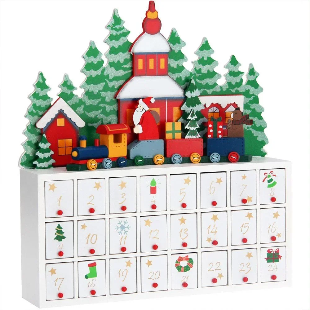 Adventskalender quer mit Fächern zum Selbstbefüllen