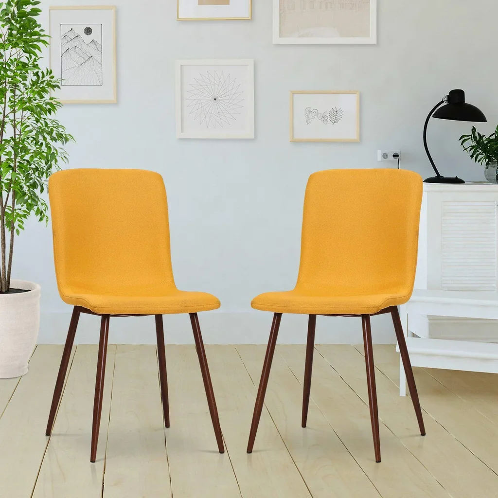 2er-Set Esszimmerstuhl Küchenstuhl Wohnzimmerstuhl Polsterstuhl Leinenbezug Metallfuß Blau 43 x 56,5 x 85 cm