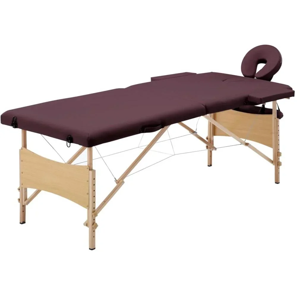 Zusammenklappbarer Massagetisch 2 Zonen Holz lila