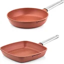 Performance Series Töpfe und Pfannen - Grillpfanne 28 cm + Bratpfanne 28 cm - Orange