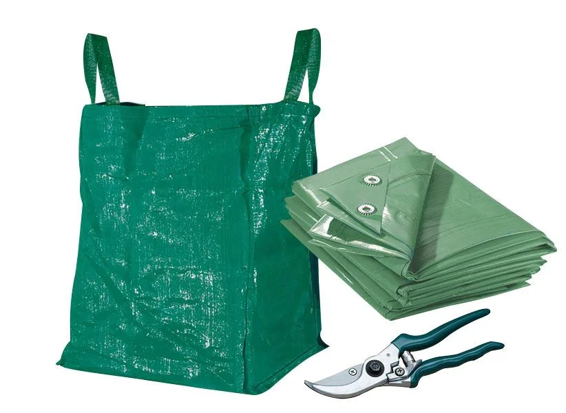 PE-ABDECKPLANE, 2X3M mit Gartensack "Big Bag" - 80 Liter und Bypass Gartenschere