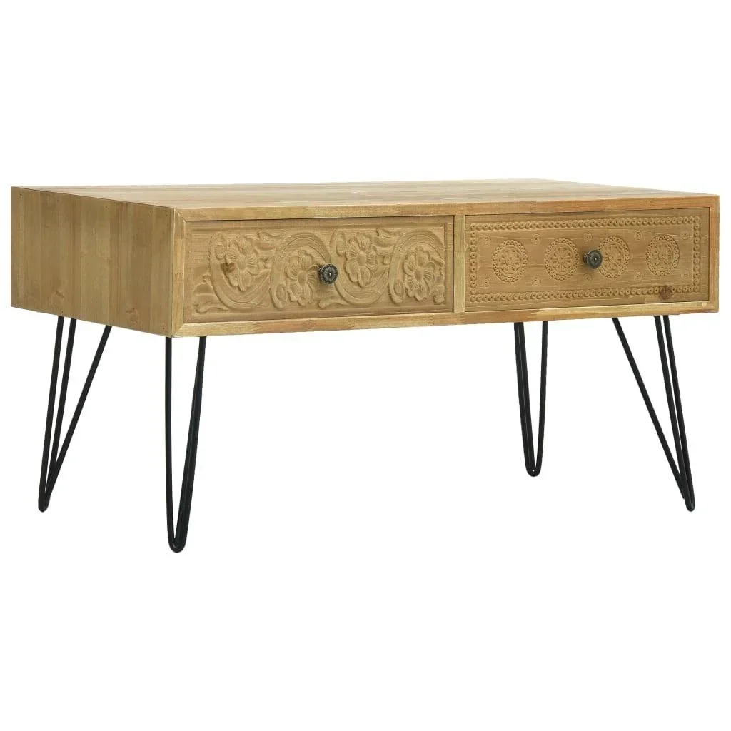 Couchtisch mit 2 Schubladen 80x40x40,5 cm verarbeitetes Holz braun