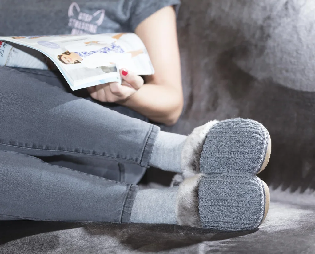 Pantoffel, mit Komfortsohle und weichem Futter, Farbe grau, Gr.38