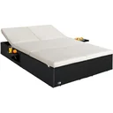 2-Personen-Liege Polyrotan schwarz - creme 193 x 116 x 33cm