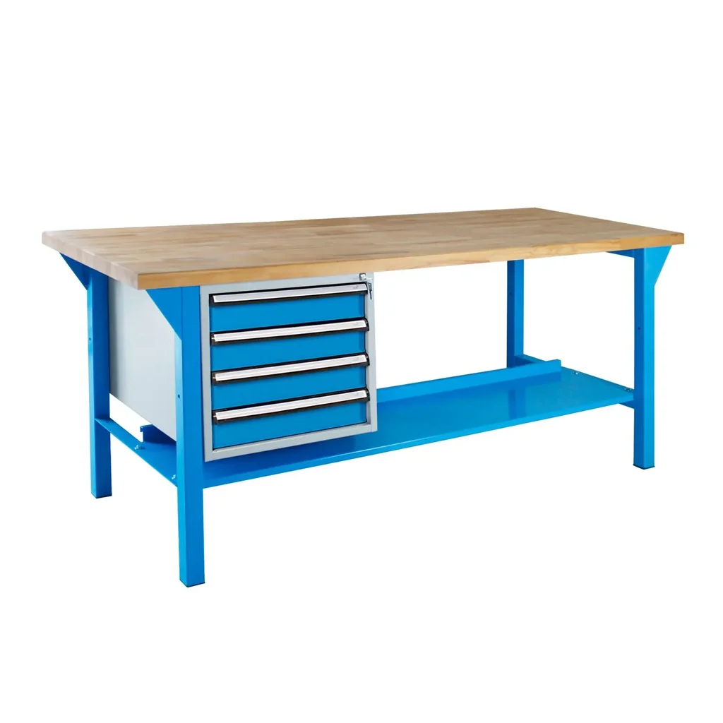 Werkbank 1500 mit Schubladenbox, 4 Schubladen