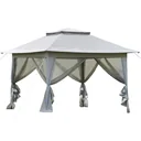 Faltpavillon Pop-Up-Zelt Gartenpavillon inkl. Rollentasche Stahl+Oxford+Mesh Grau+Schwarz 3,64x3,64x2,94m