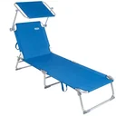 Liegestuhl 'Ibiza' mit Schiebedach aluminiumblau 190 x 59 x 29cm