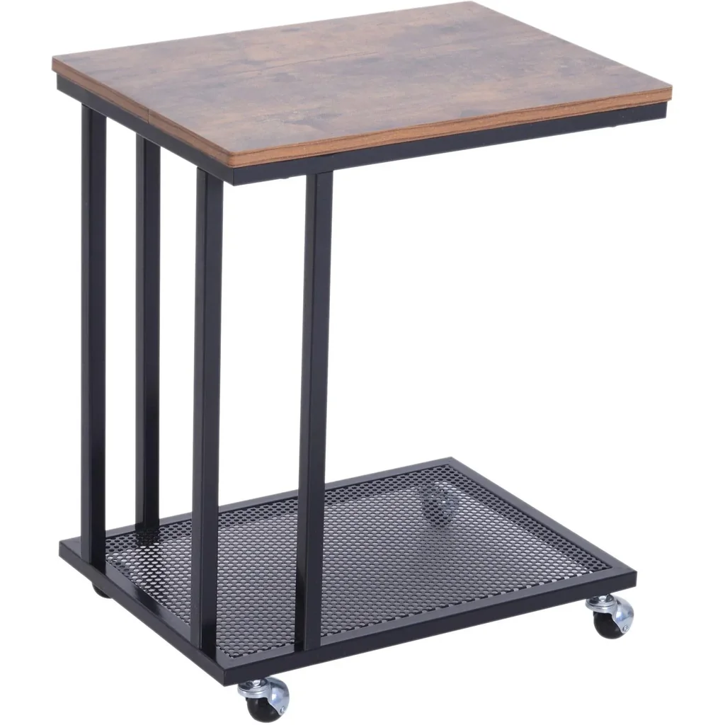 Rollbarer Beistelltisch in C-Form