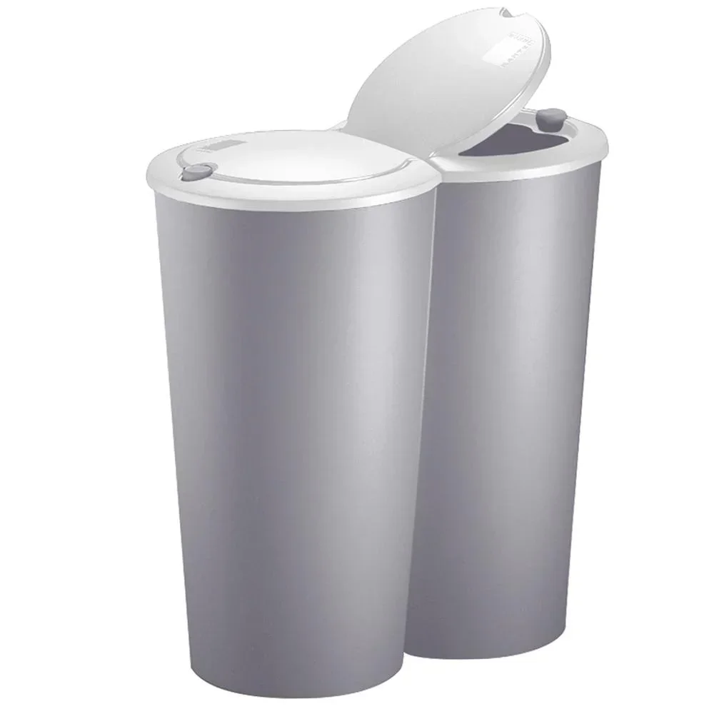 Doppeleimer für die Mülltrennung - Kunststoff grau 2x25L