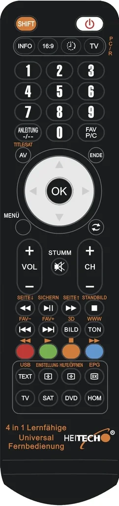Lernfähige Universal Fernbedienung für bis zu 4 Geräte