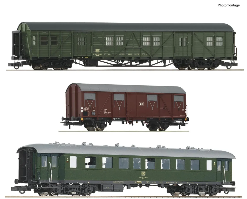 Wagenset 1 mit drei Wagen für den  Personenzug Freilassing  der Deutschen Bundesbahn