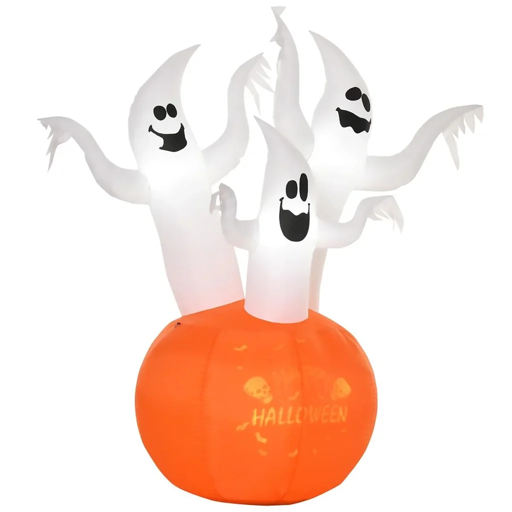 Aufblasbar Halloween Geist mit Kürbis Beleuchtung Gespenst SSelbstaufblasender Kürbis Ghost Doll Dekoration Polyester We