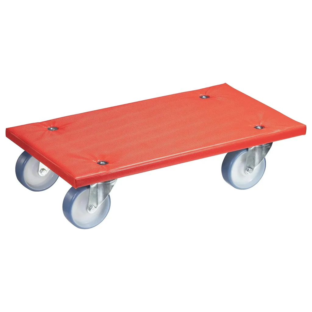Transporthilfe MM 1396, 57,5 x 30 x 14 cm, softe Rollen Ø 100 mm, Rollenlager, Platte FSC® bezogen, Tragkraft 400 kg