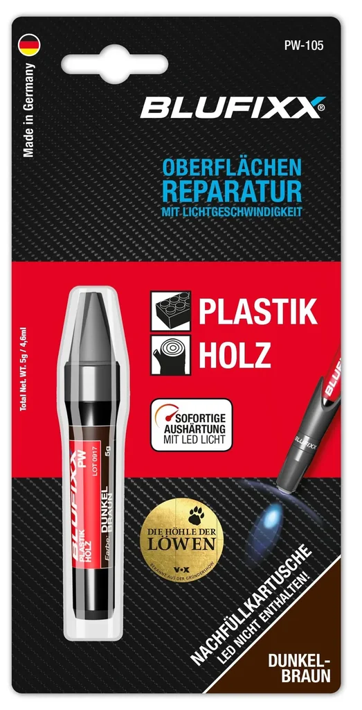 Ersatz-Kartusche 5 g für Reparaturstift Plastik und Holz, dunkelbraun