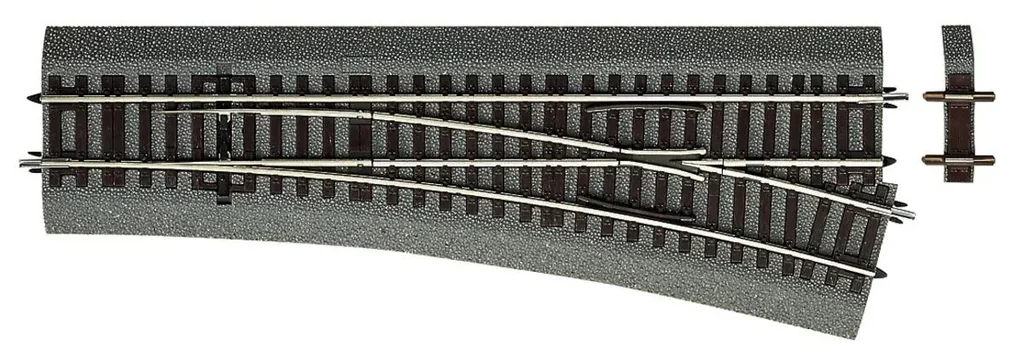 Weiche rechts Wr15 für Handbetrieb, mit Bettung, Länge 230 mm