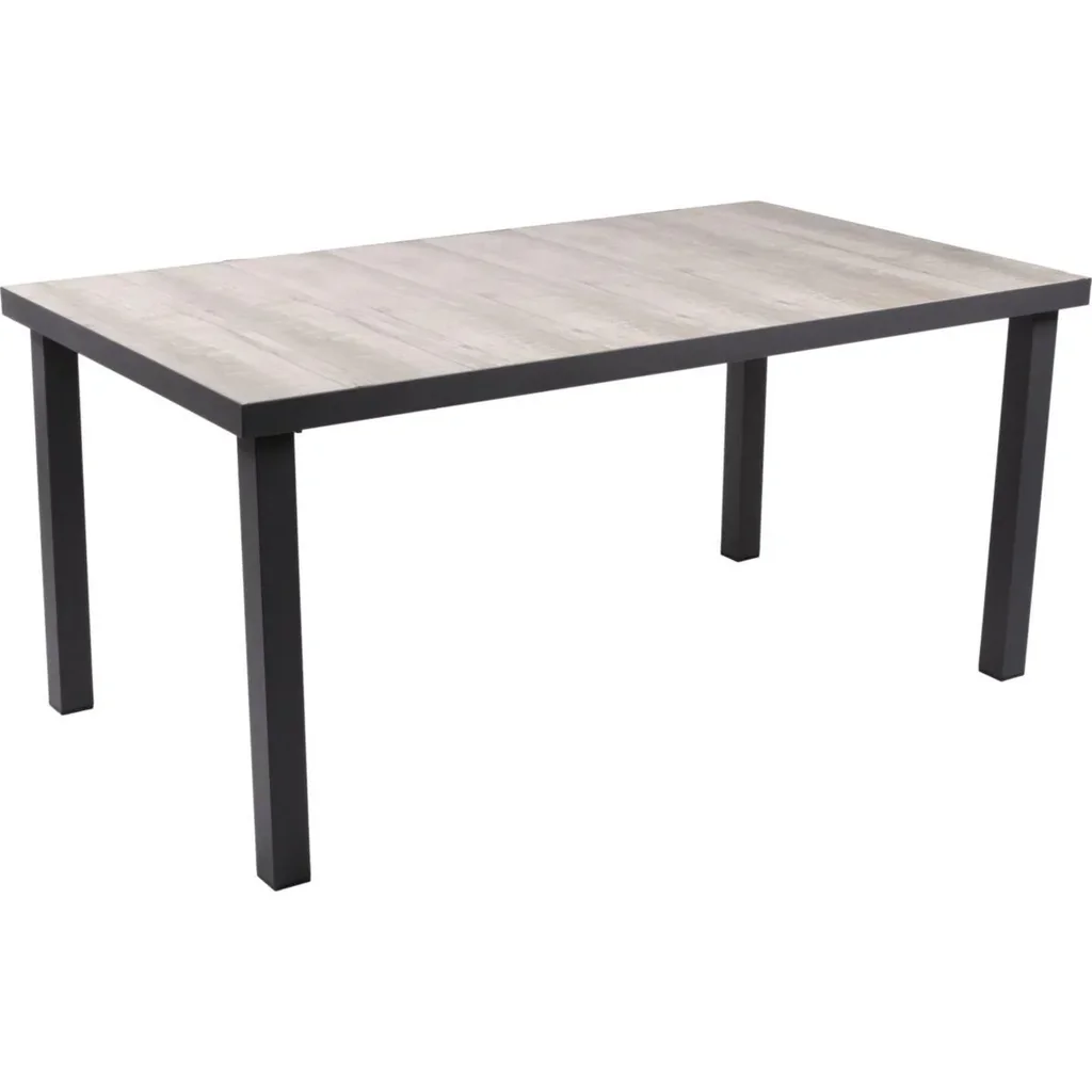 Tisch RANA mit Keramik-Tischplatte, Alu, dunkelgrau / Keramik, Eiche-Optik
