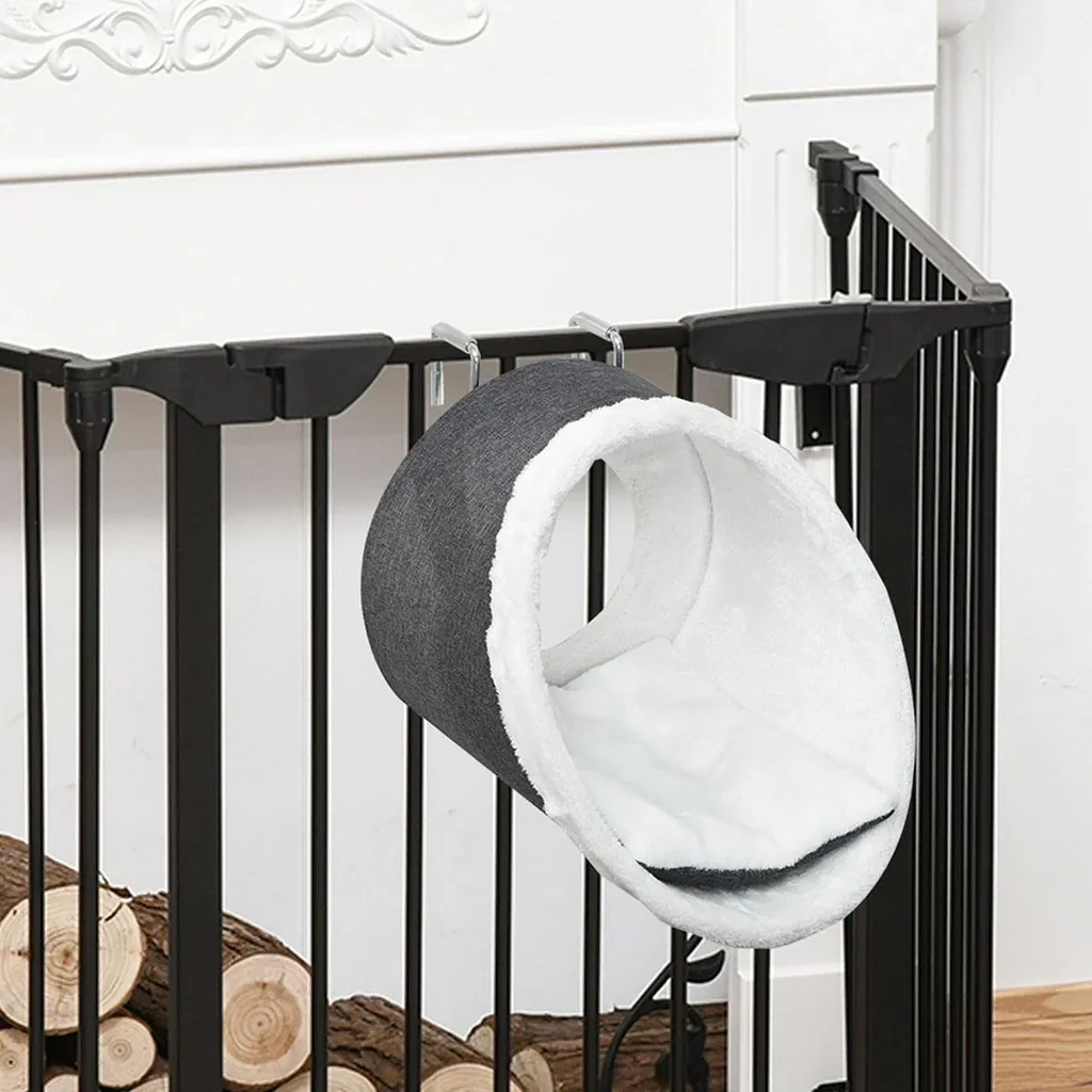 Katzen Hängehöhle für Heizkörper Fensterplatz Katzenhöhle Katzenbett Haken verstellbar hängendes Design Dunkelgrau+Weiß
