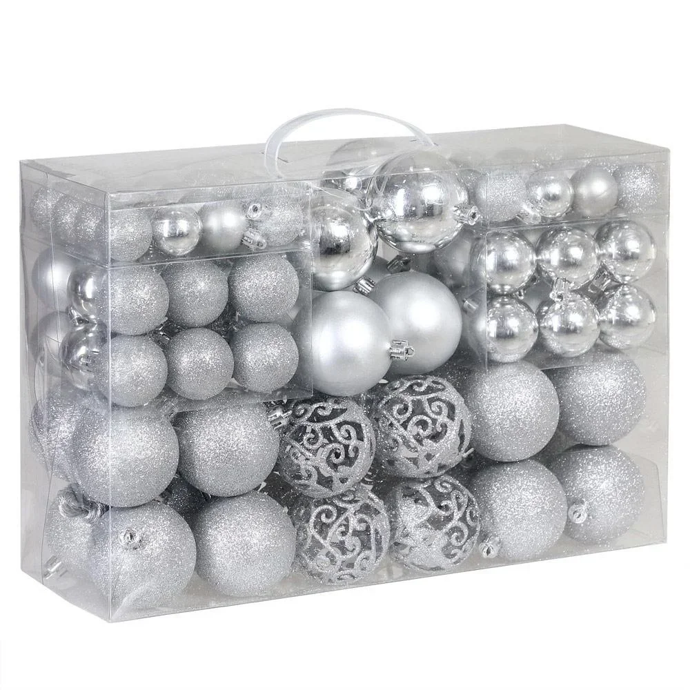 Weihnachtskugeln - Christbaumschmuck - Silber 100 Stück.