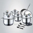 18-teiliges Kochset aus Edelstahl mit Metall-Thermometerdeckeln