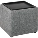 Sitzhocker mit Stauraum, Fußhocker, Polsterhocker, Aufbewahrungsbox, Deckel Abnehmbar, Leinen, Dunkelgrau, 42 x 42 x 41