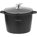Marmorierte Fritteuse mit Glasdeckel schwarz 28cm