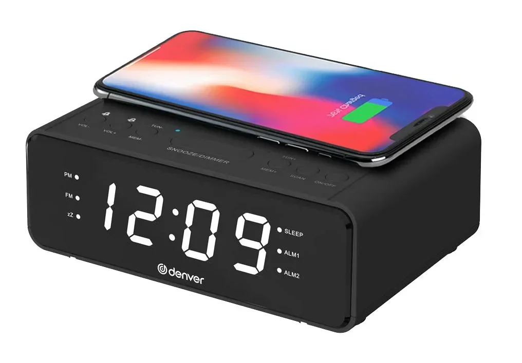 Funk Radiowecker mit QI-Ladefunktion und USB Anschluss