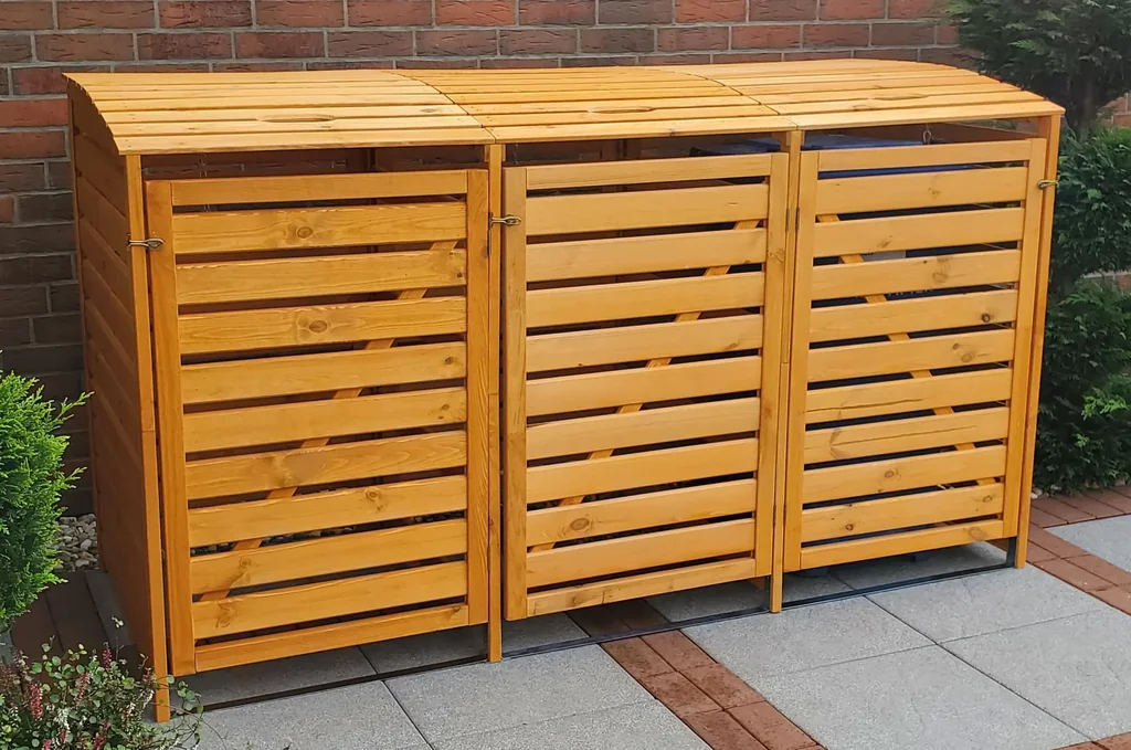 Mülltonnenbox "Vario III" für 3 Tonnen, honigbraun