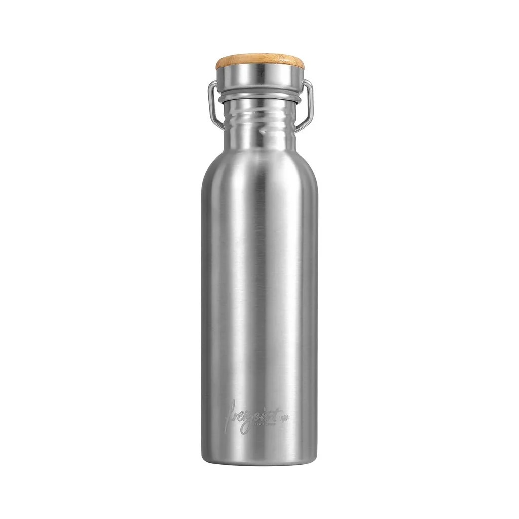 Edelstahlflasche 750ml, poliert mit aquabook Flaschenbürste XL