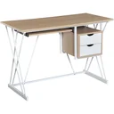 Computertisch PC-Tisch Arbeitstisch mit Tastaturauszug Schublade Eiche+Weiß 110 x 55 x 76 cm