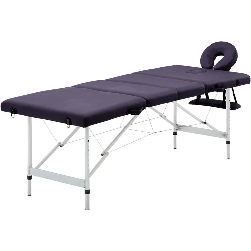 Faltbarer Massagetisch 4 Zonen Aluminium Wein lila