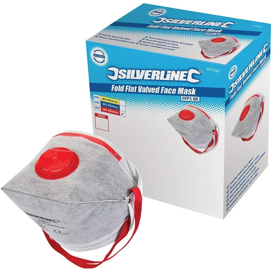Flache faltbare FFP3 Staubmaske mit Ventil, Einweg, 25 Stk. FFP3